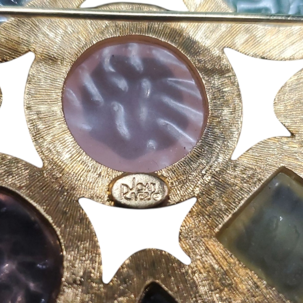 JOAN RIVERS Vintage Pastel Jelly Gripoix Maltese Cross Brooch - Picture 5 of 5